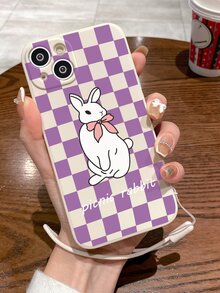 Hộp đựng điện thoại kẻ sọc hình thỏ có dây buộc - Màu be - Xem 2