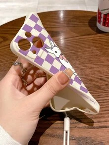 Hộp đựng điện thoại kẻ sọc hình thỏ có dây buộc - Màu be - Xem 3