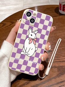 Hộp đựng điện thoại kẻ sọc hình thỏ có dây buộc - Màu be - Xem 4