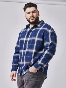 EASEVO Áo sơ mi trễ vai in họa tiết kẻ sọc cho nam - Màu xanh lam - Xem 3