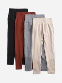 Easithlete 4入組寬版腰帶運動打底褲 - 彩色 - 查看 3