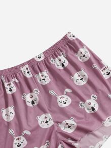 Plus Cartoon Graphic Sleep Cami Top & Shorts - Mauve Purple - View 5