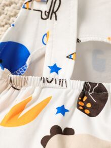 Baby Cartoon Print Button Bodysuit - Multicolor - View 3
