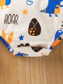 Baby Cartoon Print Button Bodysuit - Multicolor - View 5