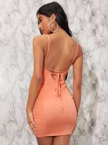 SHEIN BAE Vestido pecho con fruncido de espalda abierta con cordón