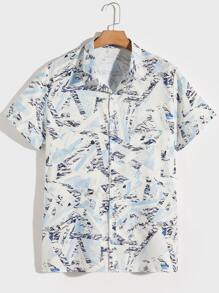 ROMWE MEN Áo sơ mi Nam Nút phía trước Tất cả trên in Kỳ nghỉ - Nhiều màu - Xem 1