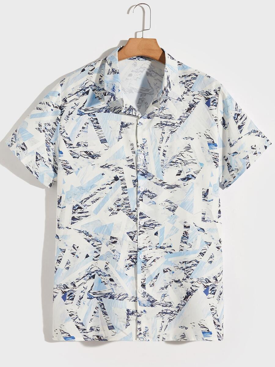 ROMWE MEN Áo sơ mi Nam Nút phía trước Tất cả trên in Kỳ nghỉ - Nhiều màu - Xem 1