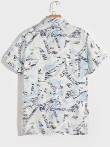 ROMWE MEN Áo sơ mi Nam Nút phía trước Tất cả trên in Kỳ nghỉ - Nhiều màu - Xem 2