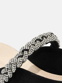 CUCCOO CHICEST Giày nữ đính đá trang trí mũi nhọn Mules cho kỳ nghỉ xuân hè Giày bán mùa hè Giày bệt thanh lịch Giày trở lại trường Giày sinh viên đại học Giày Halloween - màu đen - Xem 3