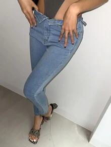 DAZY Button Front Pocket Jeans - Light Wash - View 6