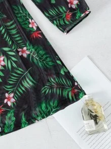 SHEIN Swim Summer Beach Tropical Print Kimono - Multicolor - View 4