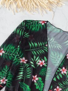 SHEIN Swim Summer Beach Tropical Print Kimono - Multicolor - View 5