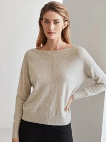 MOTF PREMIUM CASHMERE FINE KNIT BOAT NECK JUMPER - Apricot - View 2