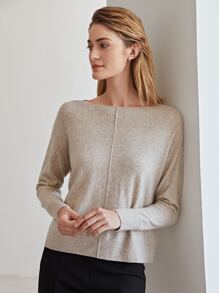 MOTF PREMIUM CASHMERE FINE KNIT BOAT NECK JUMPER - Apricot - View 9