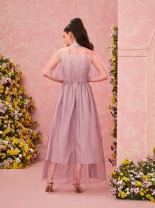 Mulvari 梨細節網紗連衣裙 - 藕粉色 - 查看 2