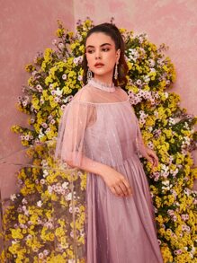 Mulvari 梨細節網紗連衣裙 - 藕粉色 - 查看 7