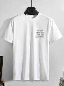 Manfinity Homme 男士標語和人物圖案T恤 - 白色 - 查看 2