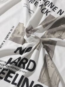 Manfinity Homme 男士標語和人物圖案T恤 - 白色 - 查看 3