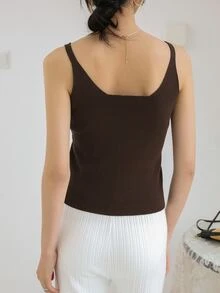 DAZY 羅紋針織素色針織上衣 - 棕色 - 查看 6