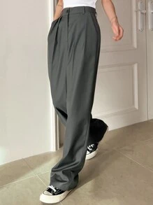 DAZY 褶皺斜插口袋定制西褲 - 深灰色 - 查看 2