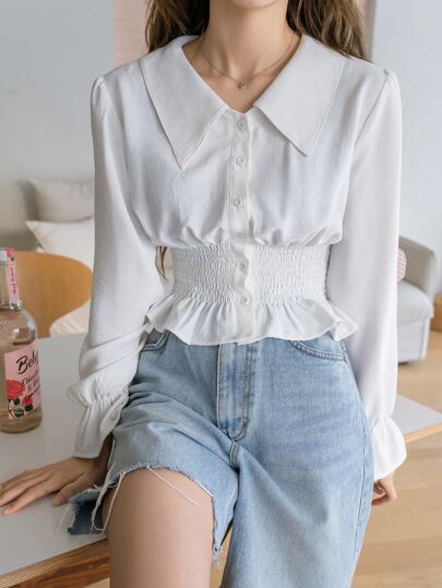 DAZY フラウンススリーブ シール ペプラムブラウス