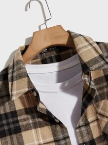 ROMWE MEN Áo sơ mi Nam Túi Nút phía trước Sọc ca rô Sẵn sàng - Nhiều màu - Xem 3