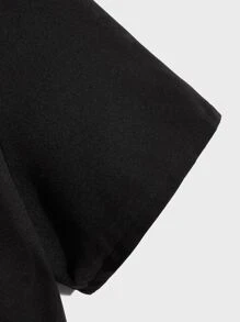 ROMWE MEN Casual Men Solid Button Front Pocket Shirt, School - Black - View 4