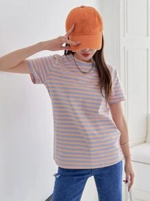 DAZY Áo thun cổ tròn in sọc - Nhiều màu - Xem 3