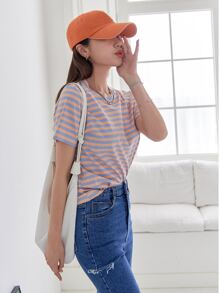 DAZY Áo thun cổ tròn in sọc - Nhiều màu - Xem 7