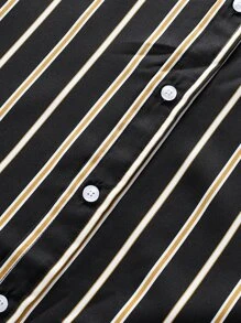 Manfinity Camisa de rayas con shorts - Negro - Ver 5