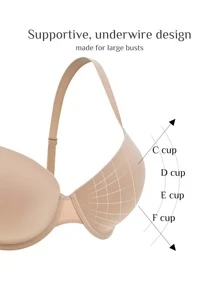 LUVLETTE Áo ngực không dây Full Cup màu rắn - Màu be - Xem 6