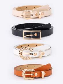 4pcs Metal Buckle Belt - Multicolor - View 1