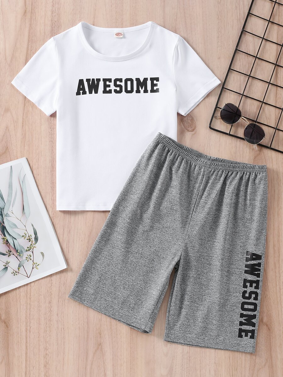 Boys Letter Graphic PJ Set - Multicolor - View 1