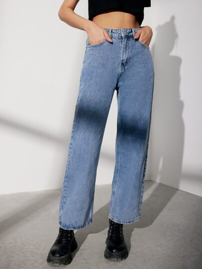 بنطلون جينز ذو ساق مستقيمة بغسلة فاتحة، ملابس العودة إلى المدرسة