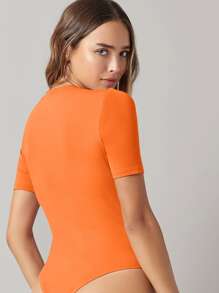 SHEIN BASICS Body Ajustado De Forma Sólida - Naranja - Ver 2