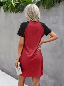 SHEIN LUNE Colourblock Raglan Sleeve Tee Dress - Multicolor - View 2