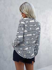 Áo sơ mi nữ Nút Thắt nút Hình học Giải trí - trắng - Xem 2