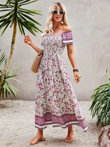 Đầm Dải chun Hoa Tất cả trên in Boho - Nhiều màu - Xem 4