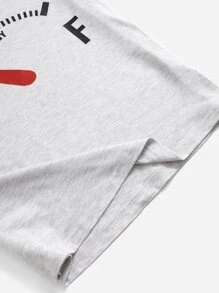 1入組字母圖案T恤 - 淺灰色 - 查看 5