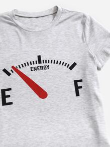 1入組字母圖案T恤 - 淺灰色 - 查看 6