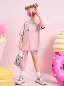 DAYDREAMS AND ICE CREAMS 女孩標語圖案落肩T恤 - 淺粉色 - 查看 1
