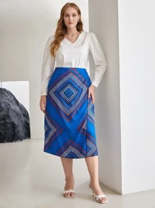 MOTF PREMIUM PLUS SCARF PRINT SKIRT - Multicolor - View 1