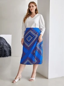 MOTF PREMIUM PLUS SCARF PRINT SKIRT - Multicolor - View 9