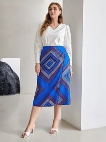 MOTF PREMIUM PLUS SCARF PRINT SKIRT - Multicolor - View 10
