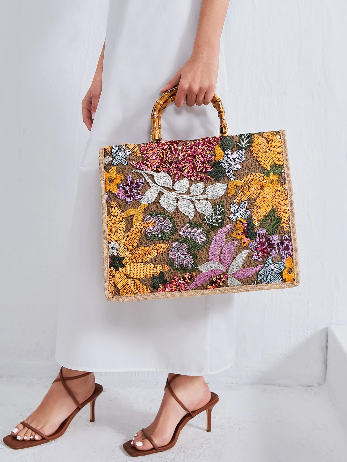 floral straw bag
