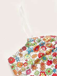 SHEIN MOD con estampado floral Anillo pecho con fruncido Top de tirantes corto - Multicolor - Ver 3