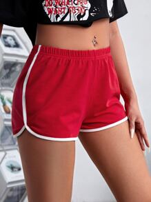 Muchica 字母和數字圖案跑步短褲 - 紅色 - 查看 5