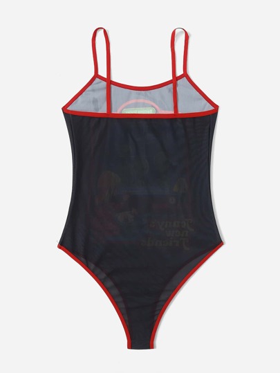 Stevenrhodes Alien Graphic Contrast Binding Teddy Bodysuit