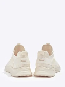 Cuccoo Knit Detail Lace-up Front Breathable Running Shoes - Beige - View 7