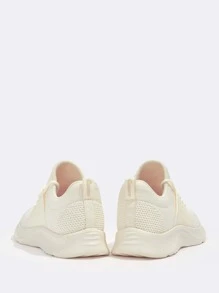 Cuccoo Knit Detail Lace-up Front Breathable Running Shoes - Beige - View 5